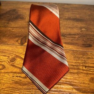 Aristo-Craft Vintage Wide Blade Tie Burnt Orange Stripe Retro 70s Mens Necktie‎